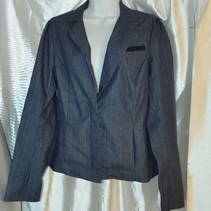 Parallel Navy pinstripe snap down denim Blazer 10